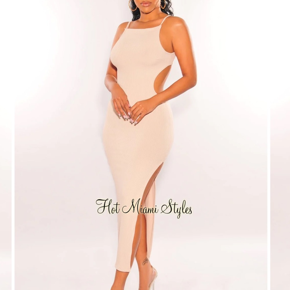 Hot Miami Styles Beige Dress